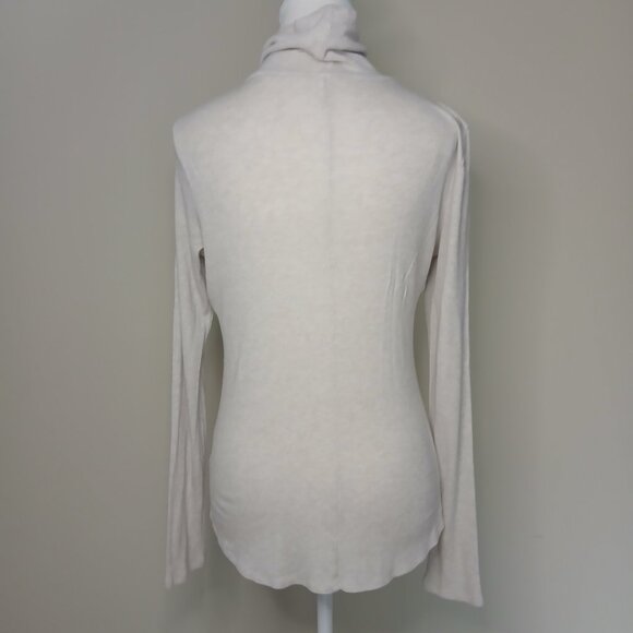 Anthropologie Eloise Ribbed Turtleneck Sweater Lace Oatmeal Large - Picture 4 of 9